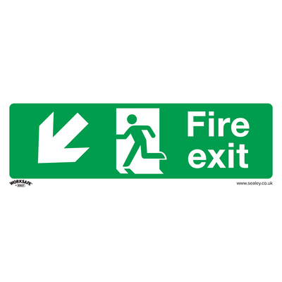 Sealey SS34P10 Worksafe® Fire Exit (Down Left) Safety Sign, Rigid Plastic - Pack of 10