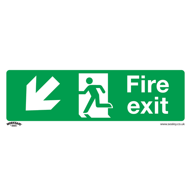 Sealey SS34P1 Worksafe® Fire Exit (Down Left) Safety Sign - Rigid Plastic