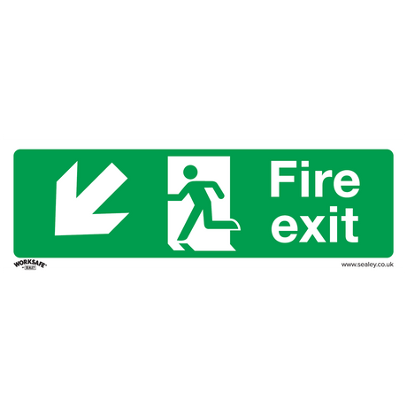 Sealey SS34V10 Worksafe® Fire Exit (Down Left) Safety Sign, Self-Adhesive Vinyl - Pack of 10
