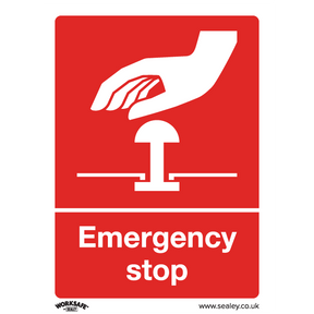 Sealey SS35V1 Worksafe® Emergency Stop Safety Sign - Self-Adhesive Vinyl