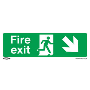Sealey SS36P1 Worksafe® Fire Exit (Down Right) Safety Sign - Rigid Plastic