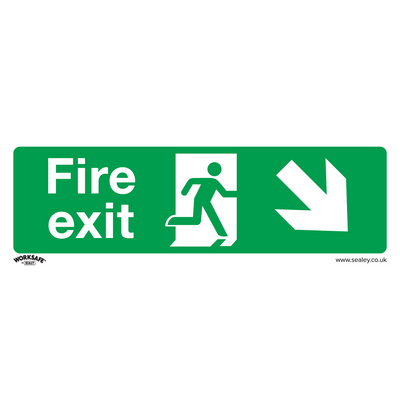 Sealey SS36P1 Worksafe® Fire Exit (Down Right) Safety Sign - Rigid Plastic