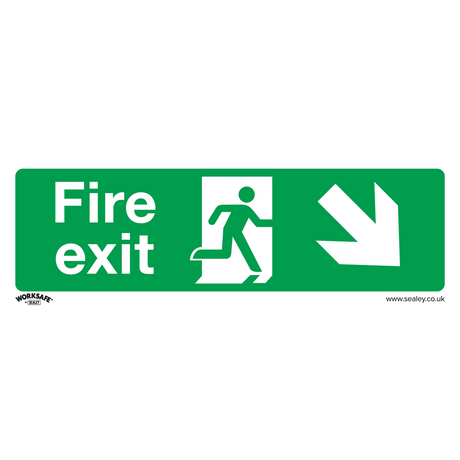 Sealey SS36P1 Worksafe® Fire Exit (Down Right) Safety Sign - Rigid Plastic