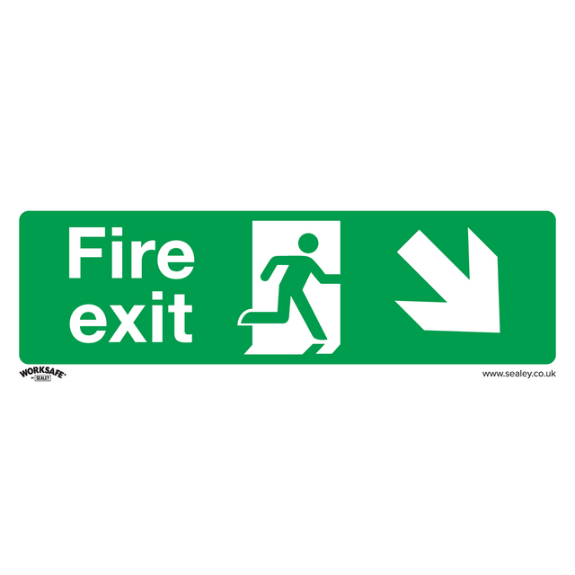 Sealey SS36P1 Worksafe® Fire Exit (Down Right) Safety Sign - Rigid Plastic