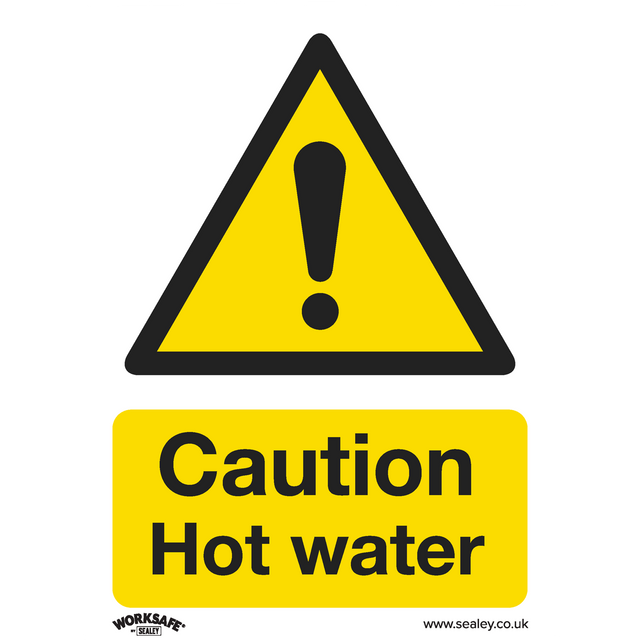 Sealey SS38P1 Worksafe® Caution Hot Water Safety Sign- Rigid Plastic