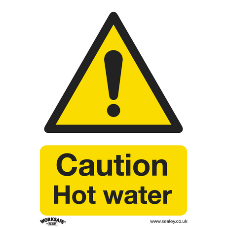 Sealey SS38V1 Worksafe® Caution Hot Water Safety Sign - Self-Adhesive Vinyl