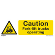 Sealey SS44P10 Worksafe® Caution Fork-Lift Trucks Safety Sign, Rigid Plastic - Pack of 10