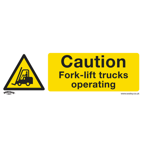 Sealey SS44P10 Worksafe® Caution Fork-Lift Trucks Safety Sign, Rigid Plastic - Pack of 10