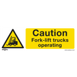 Sealey SS44P1 Worksafe® Caution Fork-Lift Trucks Safety Sign - Rigid Plastic