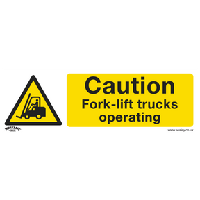 Sealey SS44P1 Worksafe® Caution Fork-Lift Trucks Safety Sign - Rigid Plastic