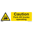 Sealey SS44V1 Worksafe® Caution Fork-Lift Trucks Safety Sign - Self-Adhesive Vinyl