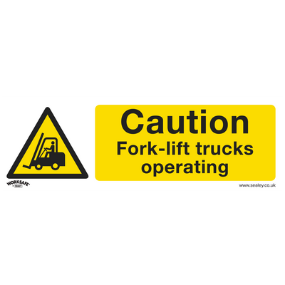 Sealey SS44V1 Worksafe® Caution Fork-Lift Trucks Safety Sign - Self-Adhesive Vinyl