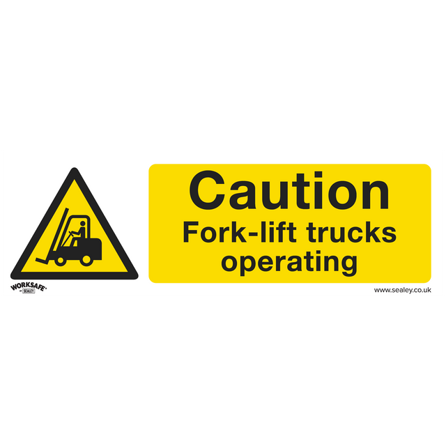 Sealey SS44V1 Worksafe® Caution Fork-Lift Trucks Safety Sign - Self-Adhesive Vinyl