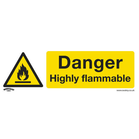 Sealey SS45P1 Worksafe® Danger Highly Flammable Safety Sign - Rigid Plastic