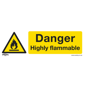 Sealey SS45V1 Worksafe® Danger Highly Flammable Safety Sign - Self-Adhesive Vinyl