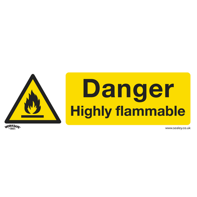Sealey SS45V1 Worksafe® Danger Highly Flammable Safety Sign - Self-Adhesive Vinyl