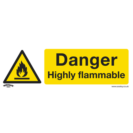 Sealey SS45V1 Worksafe® Danger Highly Flammable Safety Sign - Self-Adhesive Vinyl