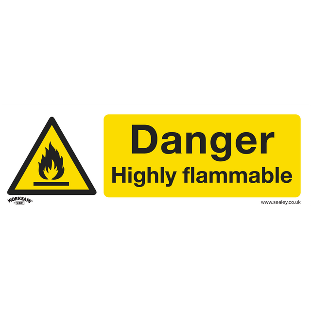Sealey SS45V1 Worksafe® Danger Highly Flammable Safety Sign - Self-Adhesive Vinyl