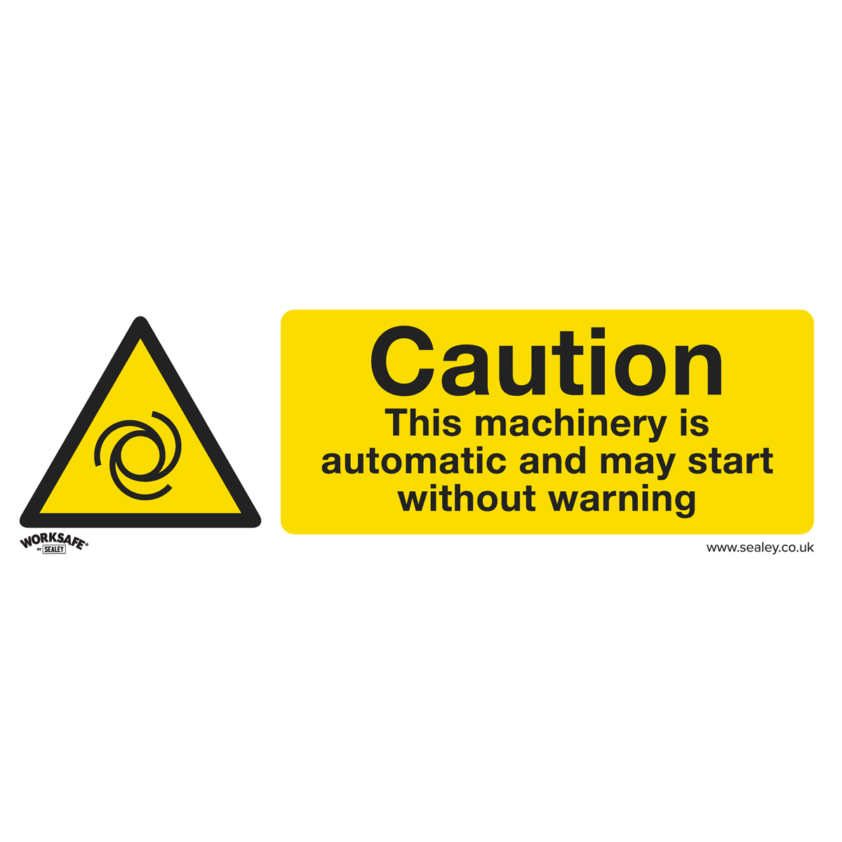 Sealey SS47P10 Worksafe® Caution Automatic Machinery Safety Sign, Rigid Plastic - Pack of 10