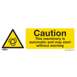 Sealey SS47V1 Worksafe® Caution Automatic Machinery Safety Sign - Self-Adhesive Vinyl