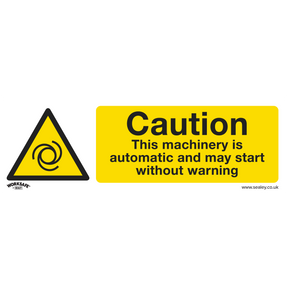 Sealey SS47V1 Worksafe® Caution Automatic Machinery Safety Sign - Self-Adhesive Vinyl