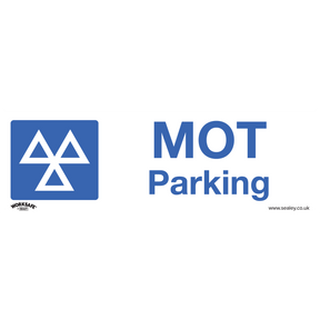 Sealey SS49V1 Worksafe® MOT Parking Safety Sign, Self-Adhesive Vinyl