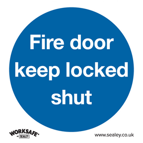 Sealey SS4P10 Worksafe® Fire Door Keep Locked Shut Safety Sign, Rigid Plastic - Pack of 10