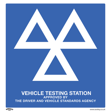 Sealey SS51P10 Worksafe® MOT Testing Station Safety Sign, Rigid Plastic - Pack of 10