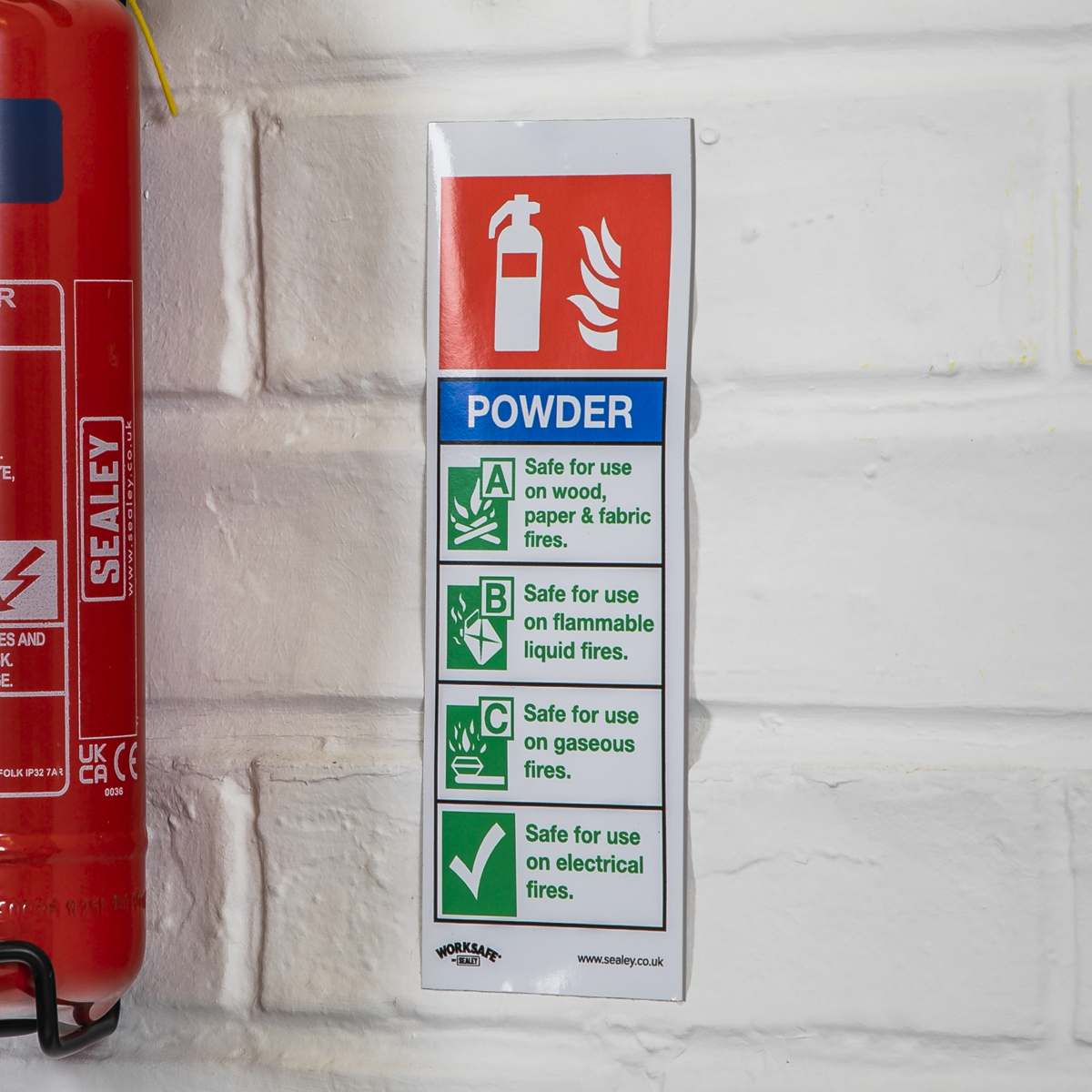 Sealey SS52P1 Worksafe® Powder Fire Extinguisher Safety Sign - Rigid Plastic - additional view 3