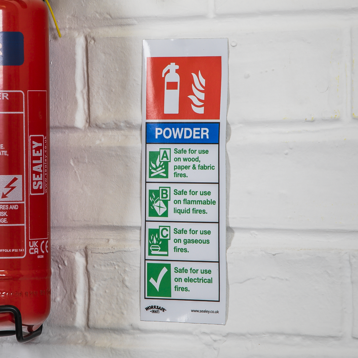 Sealey SS52V10 Worksafe® Powder Fire Extinguisher Safety Sign, Self-Adhesive Vinyl - Pack of 10 - additional view 8