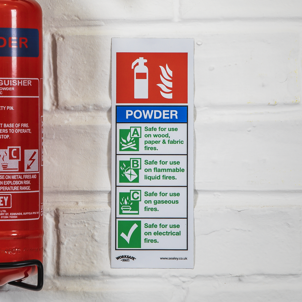 Sealey SS52V1 Worksafe® Powder Fire Extinguisher Safety Sign - Self-Adhesive Vinyl - additional view 3