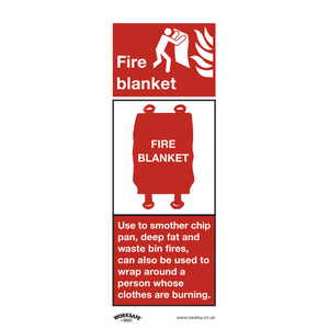Sealey SS53P10 Worksafe® Fire Blanket, Rigid Plastic Safety Sign - Pack of 10