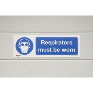 Sealey SS56V10 Worksafe® Respirators Must Be Worn Safety Sign, Self-Adhesive Vinyl - Pack of 10 - additional view 4