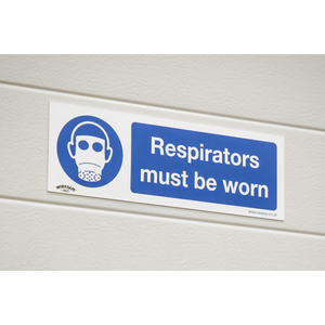 Sealey SS56V10 Worksafe® Respirators Must Be Worn Safety Sign, Self-Adhesive Vinyl - Pack of 10 - additional view 6