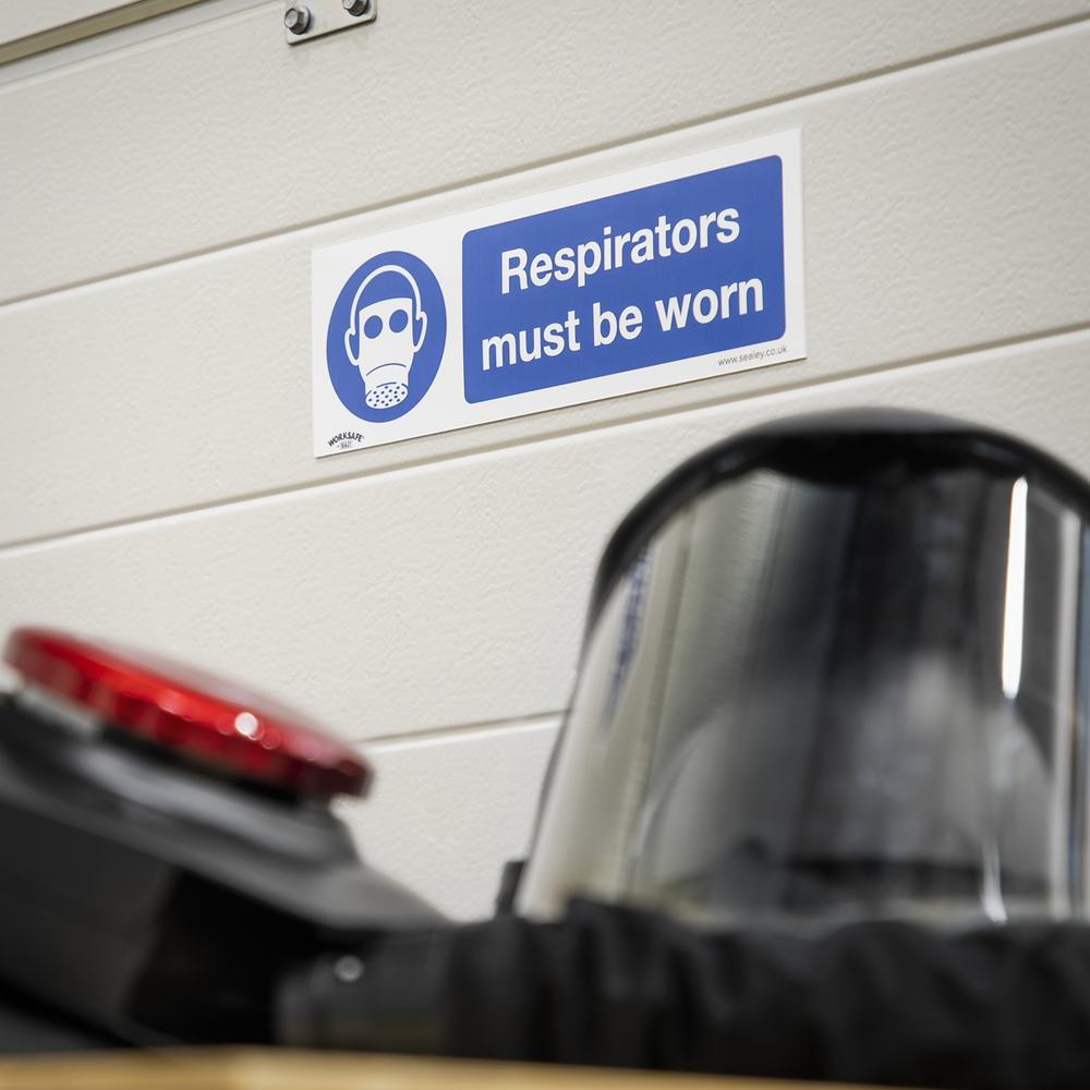 Sealey SS56V1 Worksafe® Respirators Must Be Worn Safety Sign - Self-Adhesive Vinyl - additional view 4
