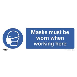 Sealey SS57P1 Worksafe® Masks Must Be Worn Safety Sign - Rigid Plastic