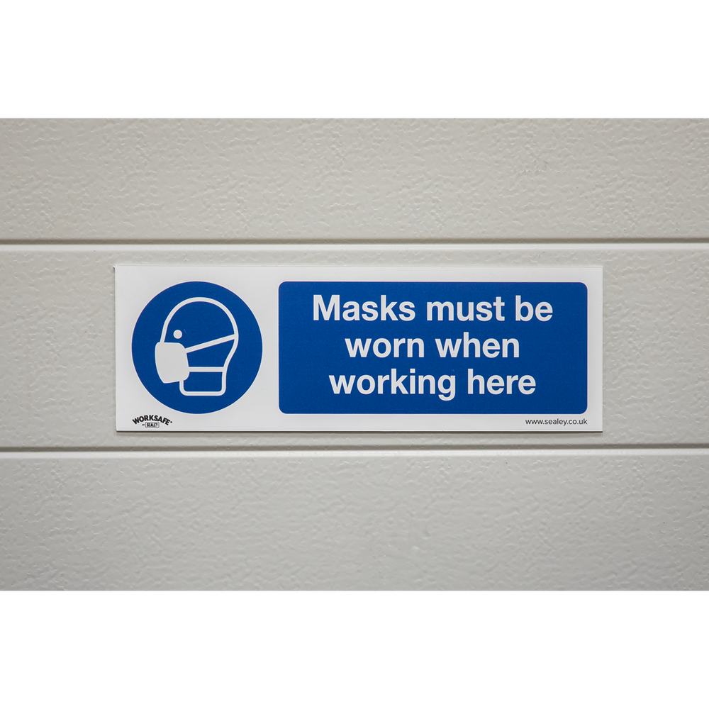 Sealey SS57V10 Worksafe® Masks Must Be Worn Safety Sign, Self-Adhesive Vinyl - Pack of 10 - additional view 7
