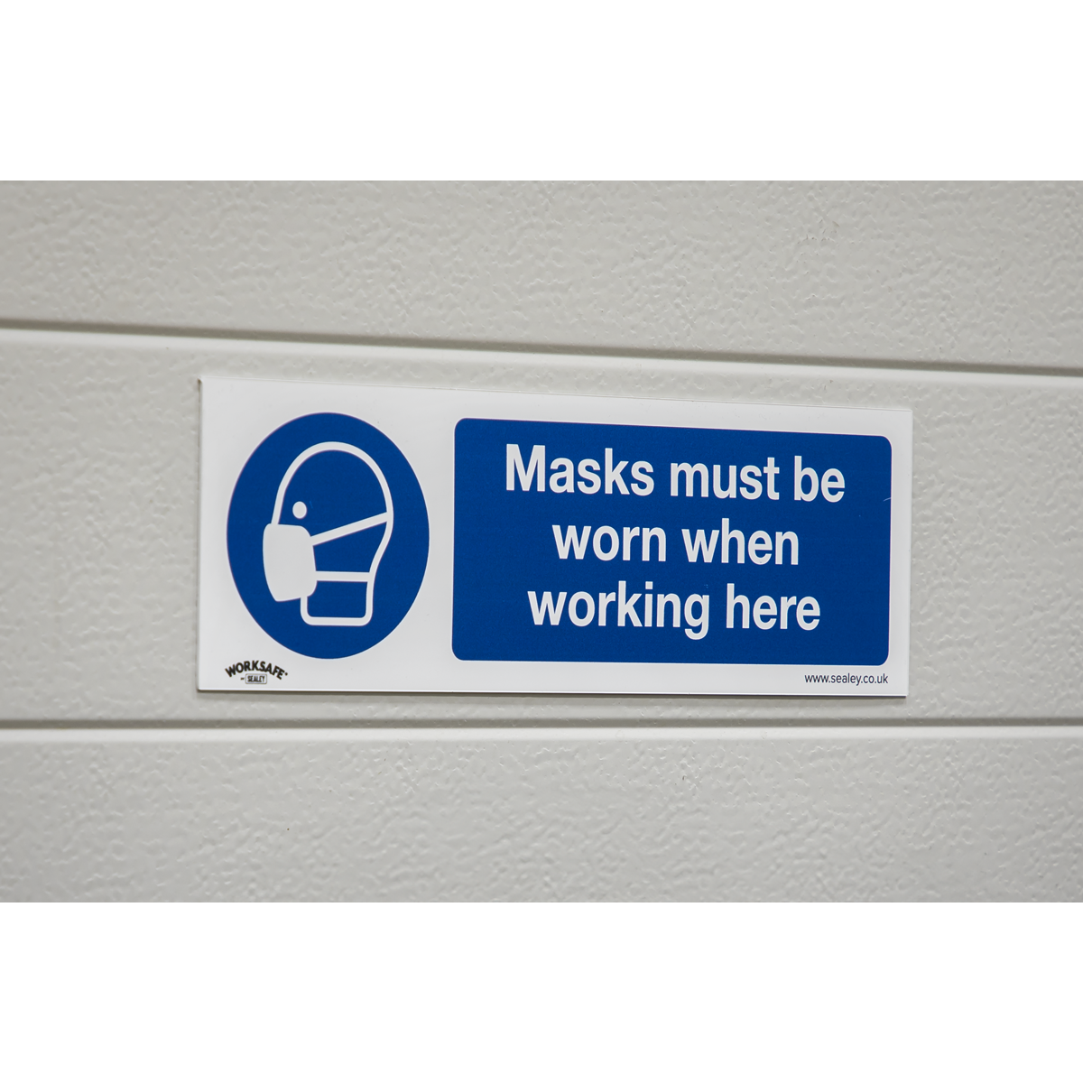 Sealey SS57V10 Worksafe® Masks Must Be Worn Safety Sign, Self-Adhesive Vinyl - Pack of 10 - additional view 5