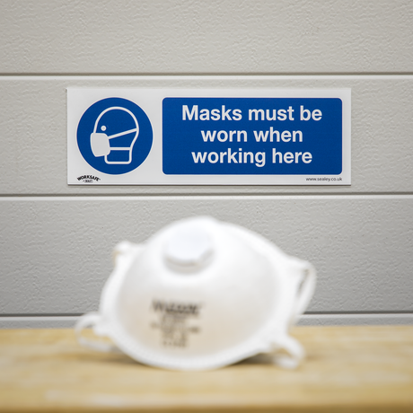 Sealey SS57V10 Worksafe® Masks Must Be Worn Safety Sign, Self-Adhesive Vinyl - Pack of 10 - additional view 2
