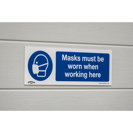 Sealey SS57V1 Worksafe® Masks Must Be Worn Safety Sign - Self-Adhesive Vinyl - additional view 2