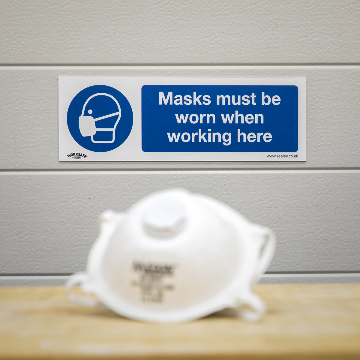 Sealey SS57V1 Worksafe® Masks Must Be Worn Safety Sign - Self-Adhesive Vinyl - additional view 3