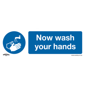 Sealey SS5P10 Worksafe® Now Wash Your Hands Safety Sign, Rigid Plastic - Pack of 10