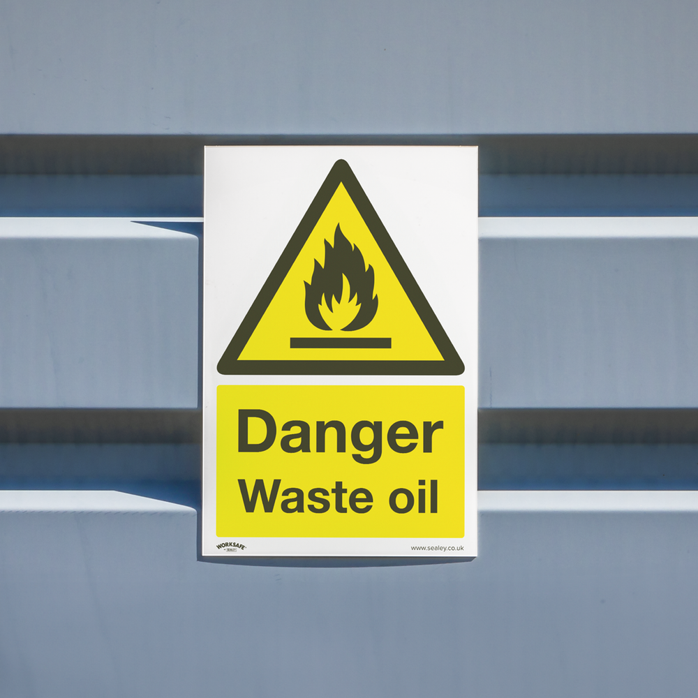 Sealey SS60P10 Worksafe® Danger Waste Oil Safety Sign, Rigid Plastic - Pack of 10 - additional view 7