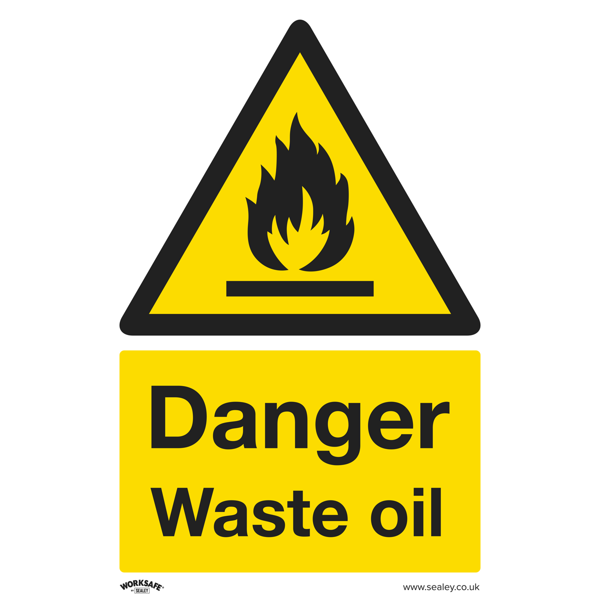 Sealey SS60P10 Worksafe® Danger Waste Oil Safety Sign, Rigid Plastic - Pack of 10