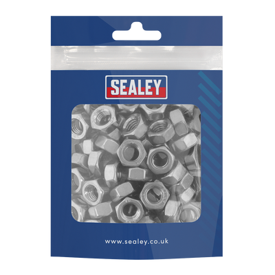 Sealey SS8 Stainless Steel Full Nut M8 x 1.25mm pitch, DIN 934 - Pack of 100