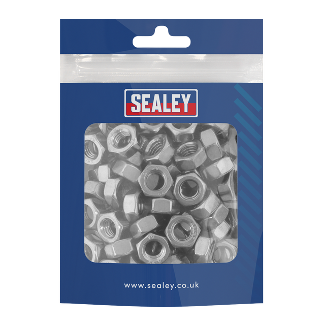 Sealey SS8 Stainless Steel Full Nut M8 x 1.25mm pitch, DIN 934 - Pack of 100