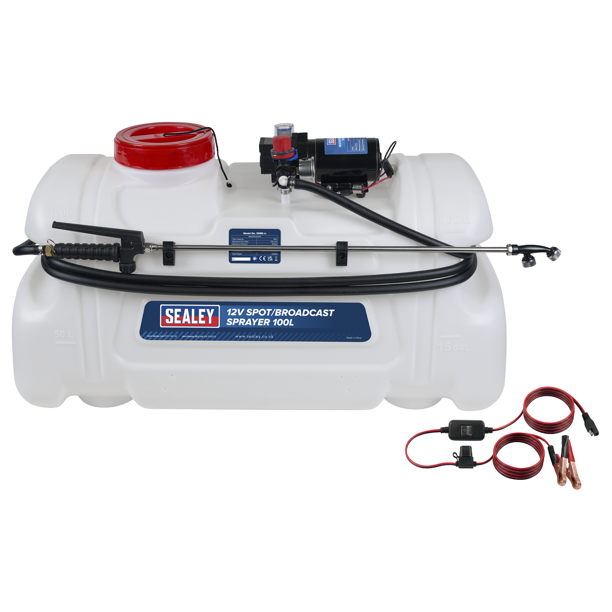 Sealey SS98 12V Spot/Broadcast Sprayer with Dual Lance & Chemical-Resistant Tank 100L - additional view 3