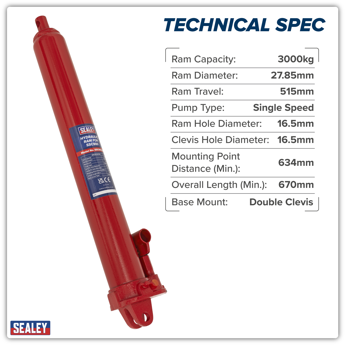 Sealey SSC900.08 Hydraulic Ram - additional view 2