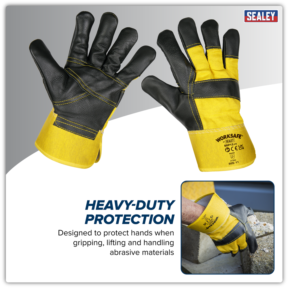 Sealey SSP13 Worksafe® Rigger's Gloves with Hide Palm - Pair - additional view 10