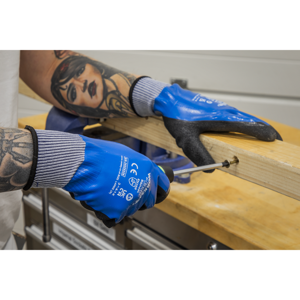 Sealey SSP49L Worksafe® Waterproof Latex Gloves, Large - Pair - additional view 5